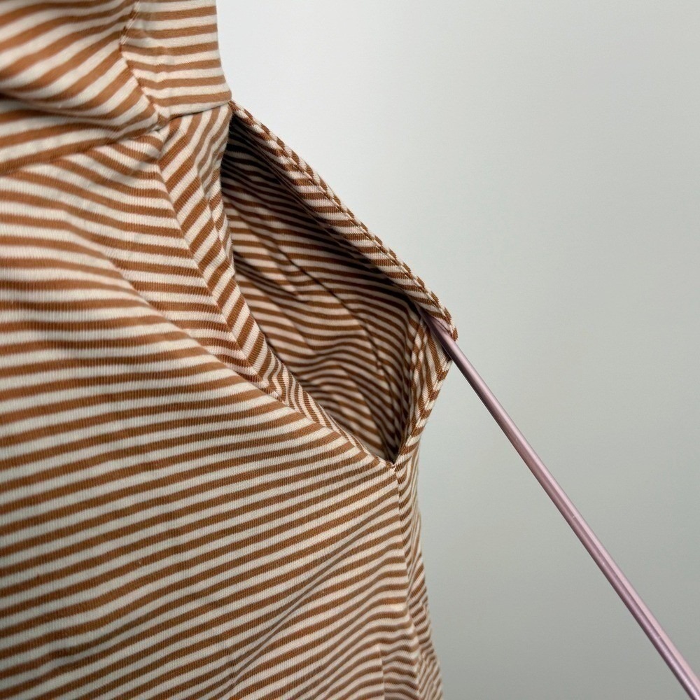 Pact Striped Tie Back Cutout Sundress Midi Dress L Rust Tan Coastal Vacation - Picture 6 of 10